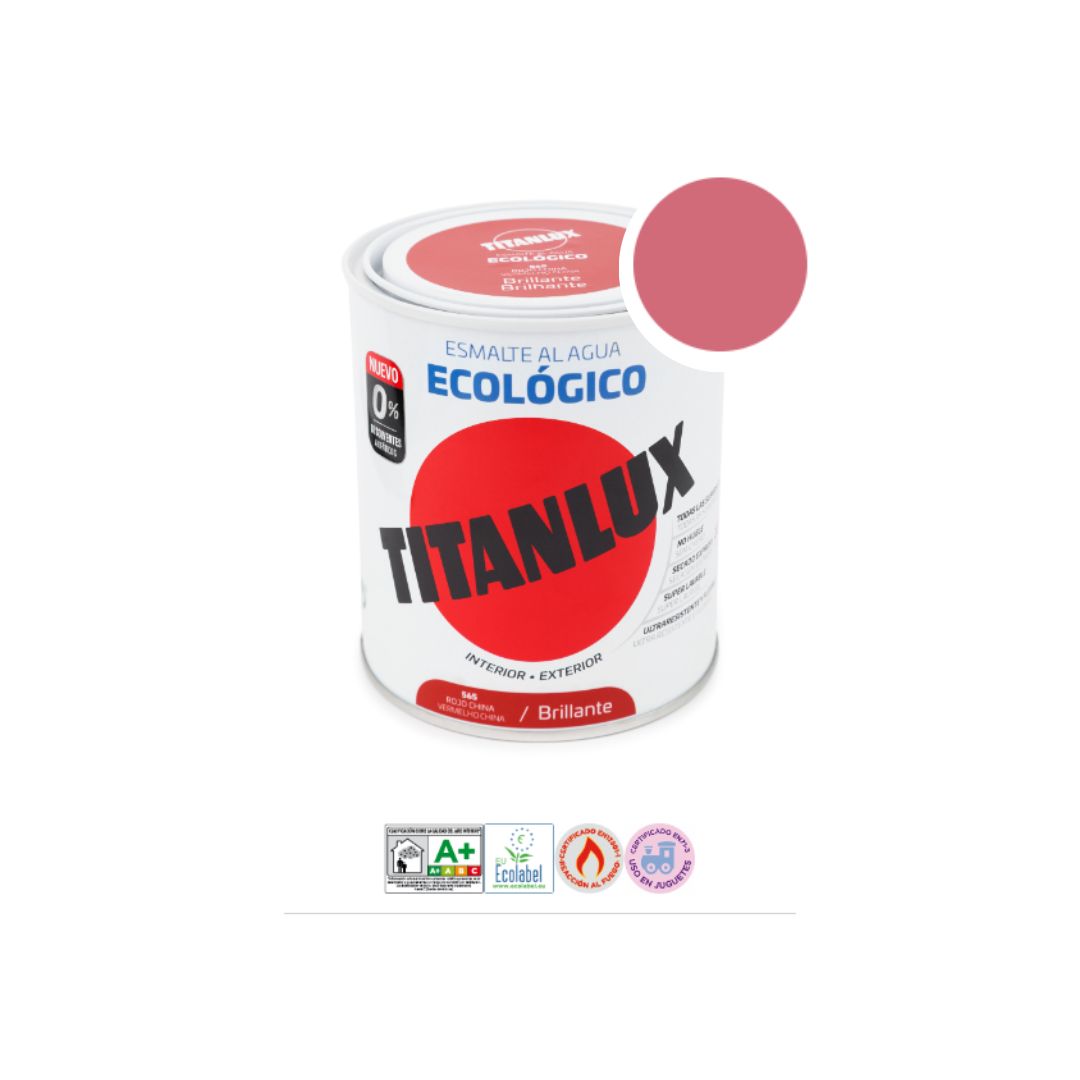 Esmalte ecológico al agua Titanlux Brillante Rojo Coral 750ml