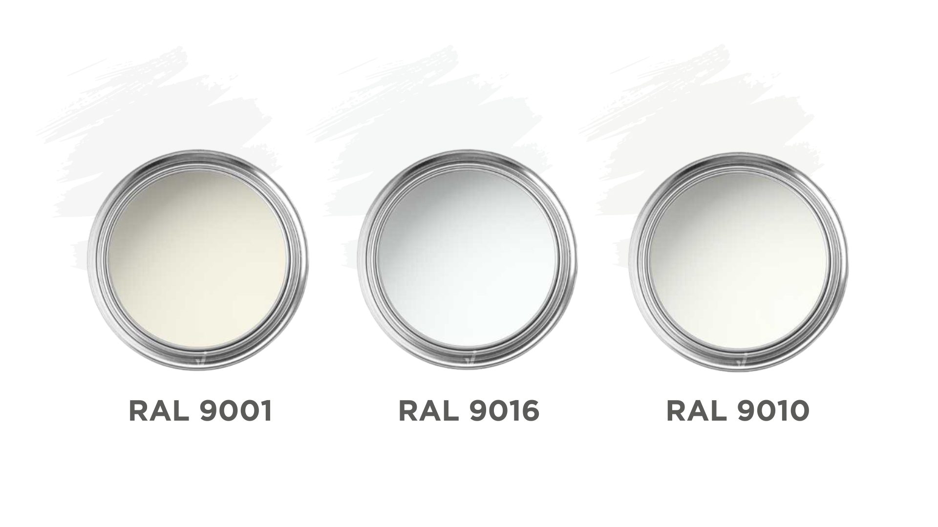 Comparativa de blancs RAL - Diferència visual entre els tons RAL 9001, 9010 i el Blanc Tràfic 9016 Comparativa de blancs RAL - Diferència visual entre els tons RAL 9001, 9010 i el Blanc Tràfic 9016