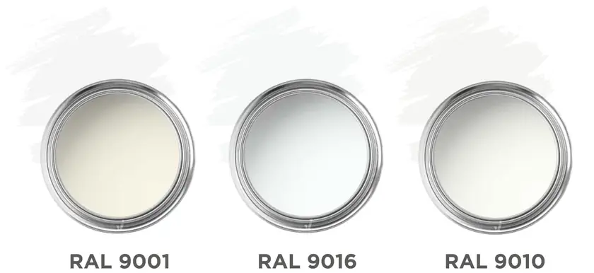 Comparativa de blancos RAL - Diferencia visual Comparativa de blancos RAL - Diferencia visual